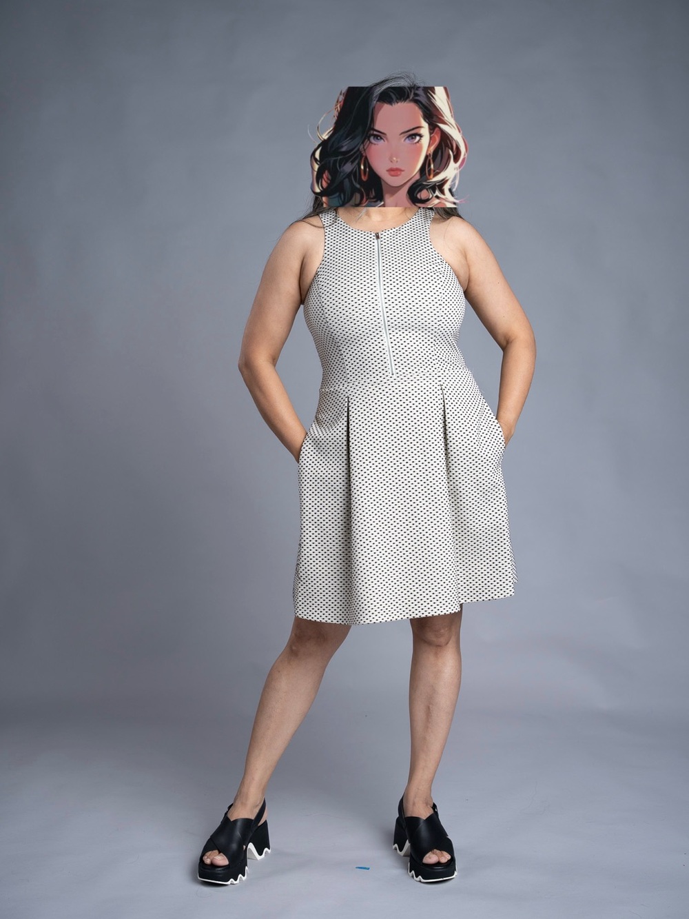Express White Textured Sleeveless A-Line Dress